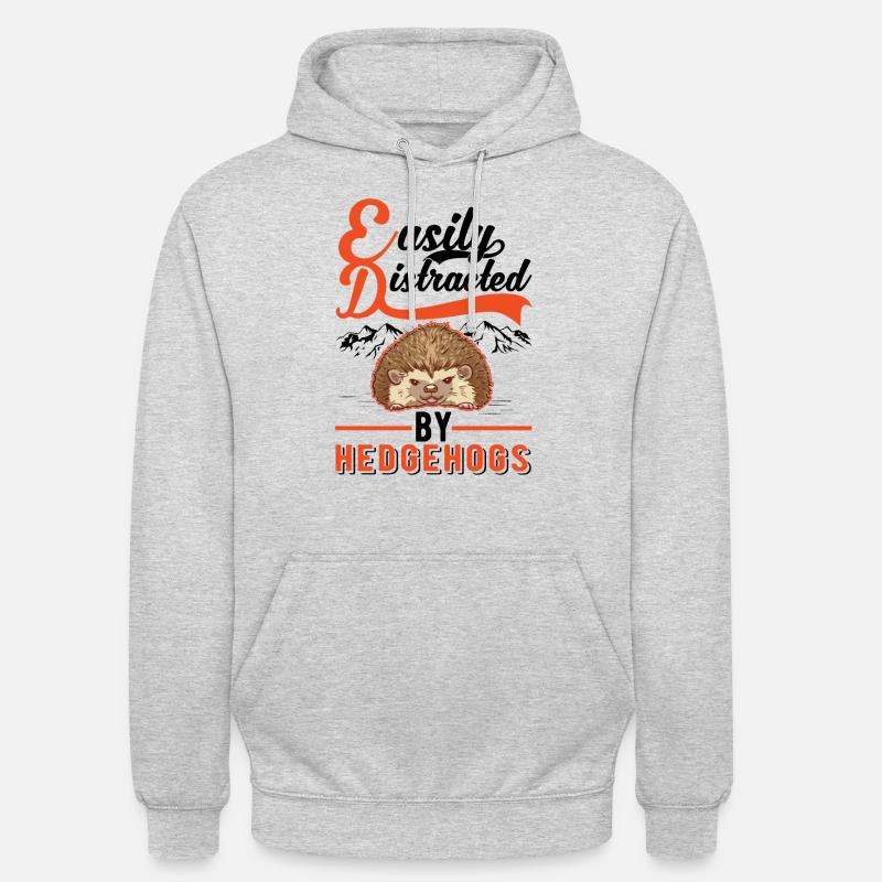 Easily distracted by Hedgehogs Igel - Unisex Hoodie - Hellgrau meliert