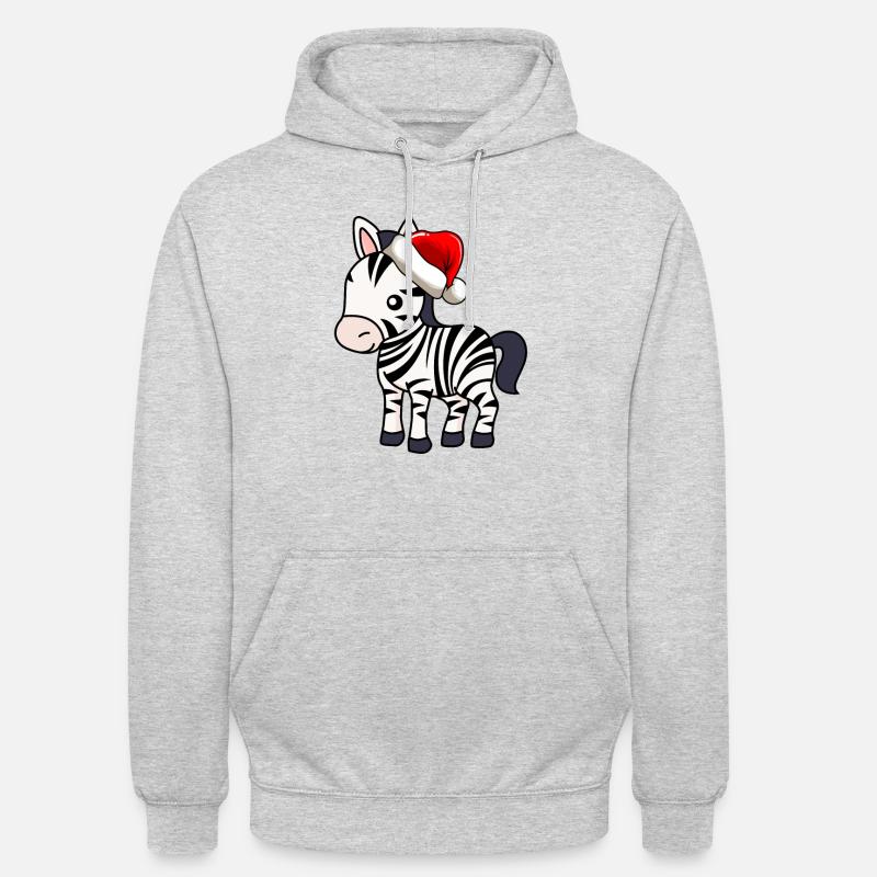 Zebra Comic Christmas - Sweat-shirt à capuche unisexe - gris clair chiné