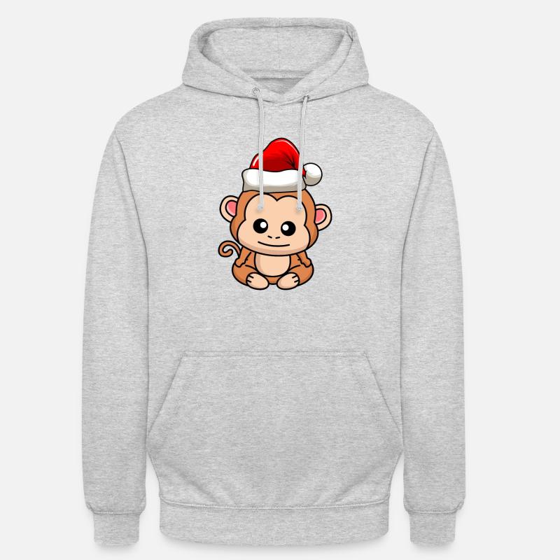 Affe Comic Weihnachten - Unisex Hoodie - Hellgrau meliert