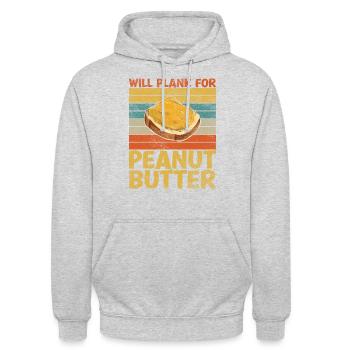 Will Plank For Peanut Butter Lustiges Sprichwort - Unisex Hoodie - Hellgrau meliert - Vorne - Alina (178cm) & Michal (187cm)