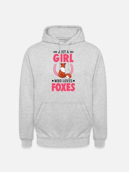 Fuchs Mädchen Geschenk - Unisex Hoodie - Hellgrau meliert