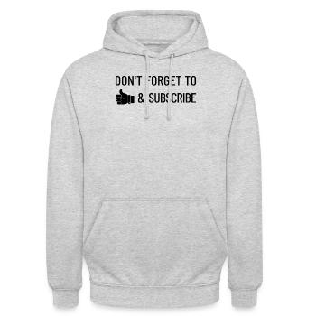 Vergessen Sie nicht, den Vlog -Podcaster zu m�gen - Unisex Hoodie - Hellgrau meliert - Vorne - Alina (178cm) & Michal (187cm)