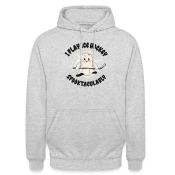 Eishockey Sport Halloween Saison Geisterspieler - Unisex Hoodie - Hellgrau meliert - Vorne - Alina (178cm) & Michal (187cm)