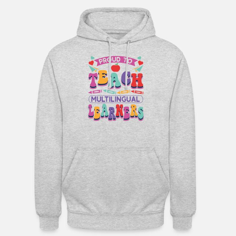 ESL Professeur d’anglais multilingue pour - Sweat-shirt à capuche unisexe - gris clair chiné
