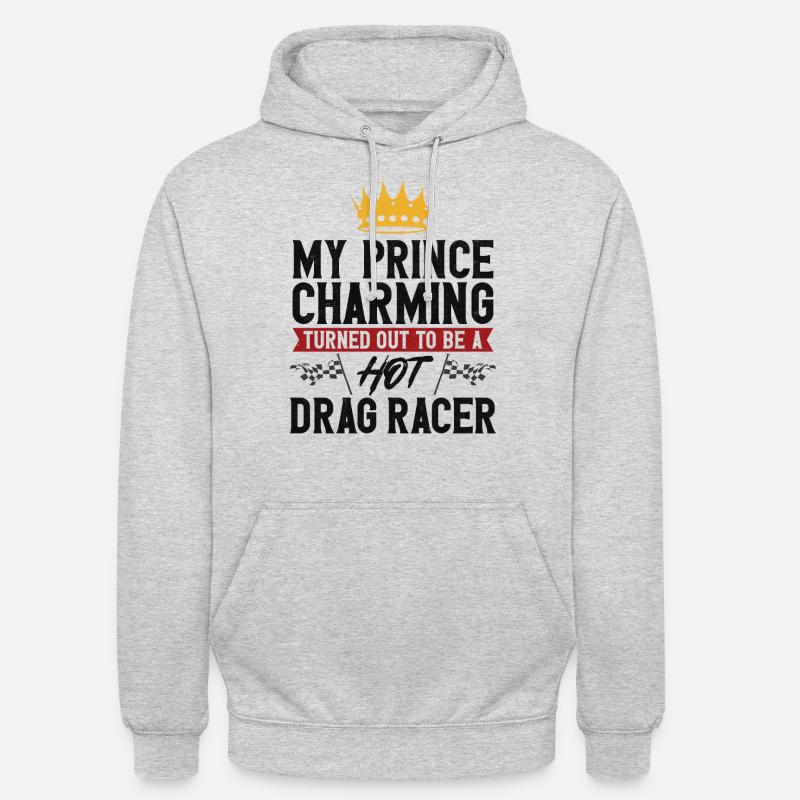 Petite amie de voiture de course de dragster - Sweat-shirt à capuche unisexe - gris clair chiné