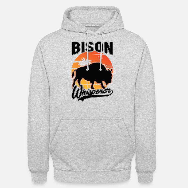 Büffelflüsterer Büffel Flüsterer Wasserbüffel - Unisex Hoodie - Hellgrau meliert