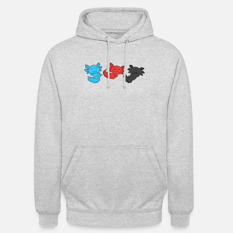 Polyamour Flag Pride LGBTQ Axolotl - Sweat-shirt à capuche unisexe - gris clair chiné