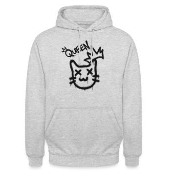 Coole Freche Graffiti Katze Maine Coon Perser - Unisex Hoodie - Hellgrau meliert - Vorne - Alina (178cm) & Michal (187cm)