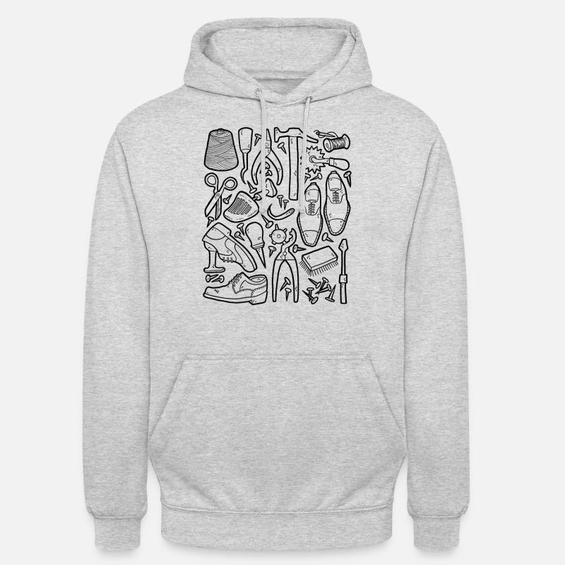 Cobbler, Shoemaker Doodles - lasts, tools - Unisex Hoodie - light heather grey