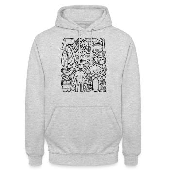 Diving Doodles Scuba Snorkeling Diving Equipment - Unisex Hoodie - light heather grey - Front - Alina (178cm) & Michal (187cm)