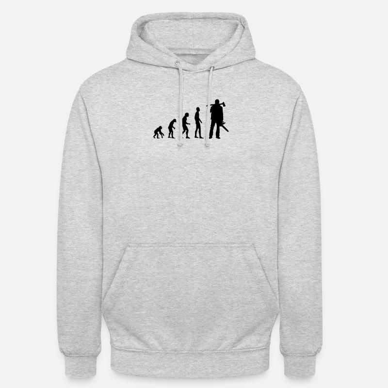 Évolution des bûcherons - Sweat-shirt à capuche unisexe - gris clair chiné