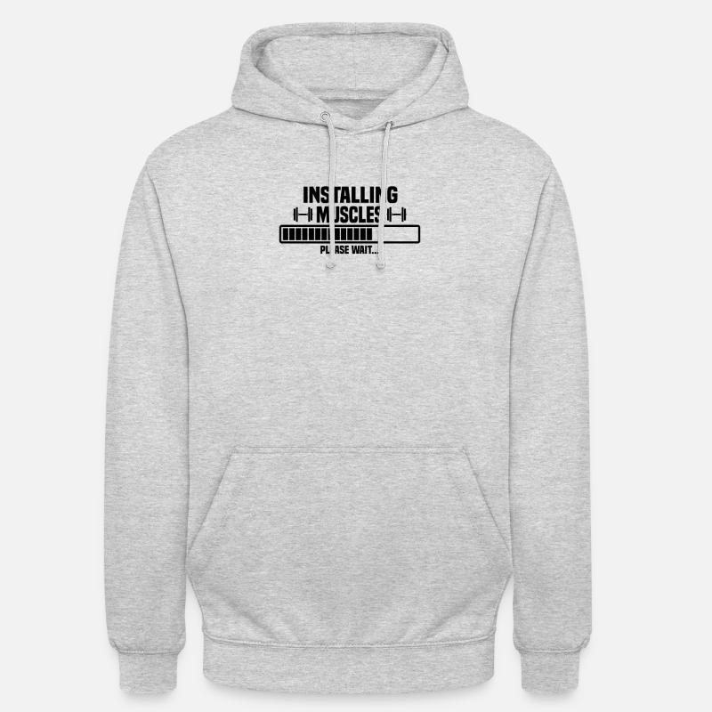 Installing muscles – please wait - Unisex Hoodie - light heather grey