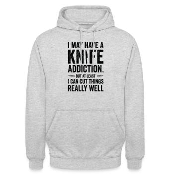 Messersammler Messer Sammeln - Unisex Hoodie - Hellgrau meliert - Vorne - Alina (178cm) & Michal (187cm)