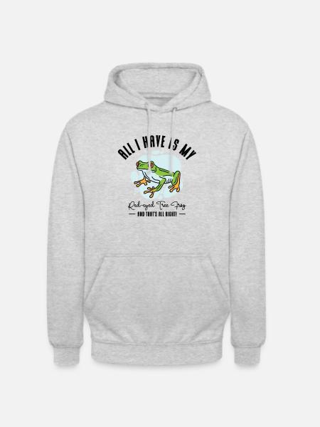 Rotäugiger Laubfrosch Niedliches - Unisex Hoodie - Hellgrau meliert