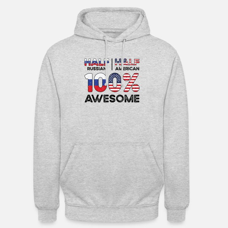 Né Russie Russie États-Unis - Sweat-shirt à capuche unisexe - gris clair chiné