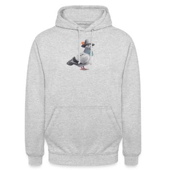 Taubenzüchter Taubensport Brieftauben mit Hut - Unisex Hoodie - Hellgrau meliert - Vorne - Alina (178cm) & Michal (187cm)