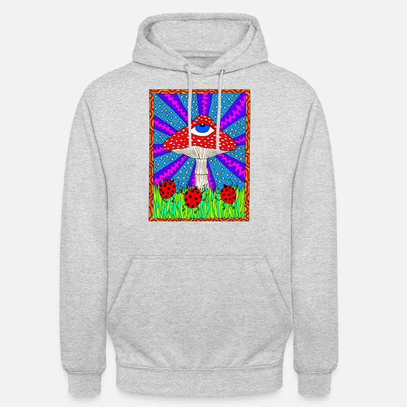 Hippie Magic Toadstool Rétro Psychédélique - Sweat-shirt à capuche unisexe - gris clair chiné