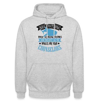 Rorqual bleu pour béluga et mammifères marins - Sweat-shirt à capuche unisexe - gris clair chiné - Devant - Alina (178cm) & Michal (187cm)