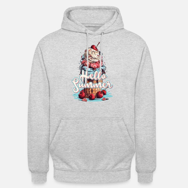 Hello Summer Eis Eiscreme Eisdiele - Unisex Hoodie - Hellgrau meliert