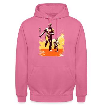 Baseball Vatertag Muttertag Geschenkidee - Unisex Hoodie - Pink - Vorne - Alina (178cm) & Michal (187cm)