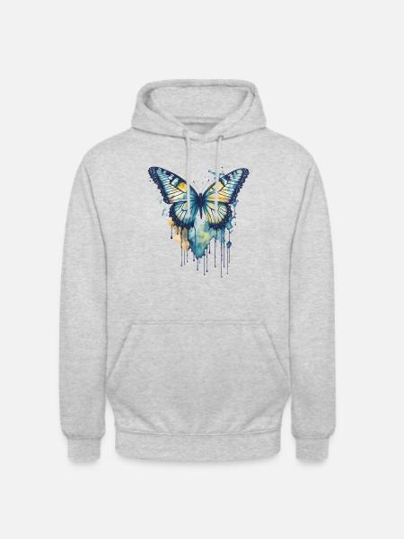 Aquarell Schmetterling - Unisex Hoodie - Hellgrau meliert