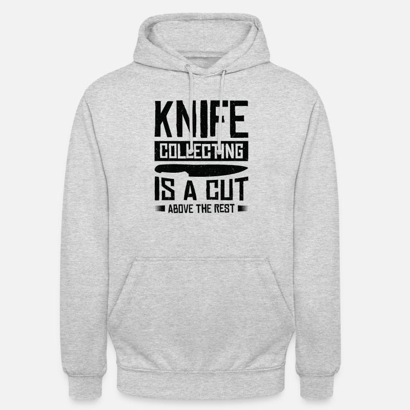 Couteaux collecteurs de couteaux - Sweat-shirt à capuche unisexe - gris clair chiné