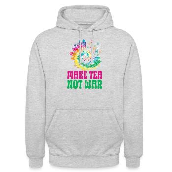 Hippie Peace Zeichen Frieden Blumen Blumenkind - Unisex Hoodie - Hellgrau meliert - Vorne - Alina (178cm) & Michal (187cm)