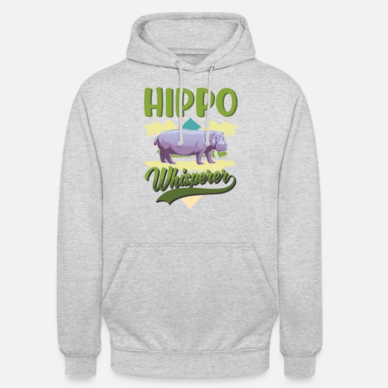 Nilpferd Flüsterer Hippo Flusspferd - Unisex Hoodie - Hellgrau meliert