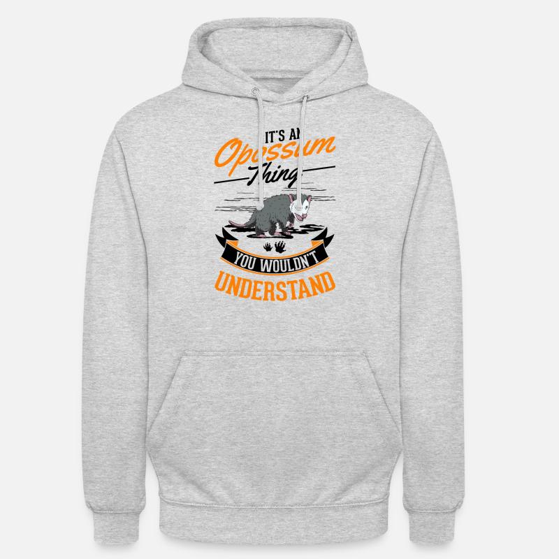 Opossum Ding Possum Marsupial - Sweat-shirt à capuche unisexe - gris clair chiné