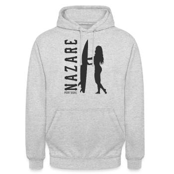 Nazare Surfer Girl Portugal - Sweat-shirt à capuche unisexe - gris clair chiné - Devant - Alina (178cm) & Michal (187cm)