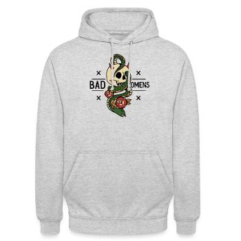 Schlechte Vorzeichen Schlange und �del schlecht - Unisex Hoodie - Hellgrau meliert - Vorne - Alina (178cm) & Michal (187cm)