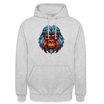 Gorilla Portrait - Unisex Hoodie - Hellgrau meliert - Vorne - Alina (178cm) & Michal (187cm)