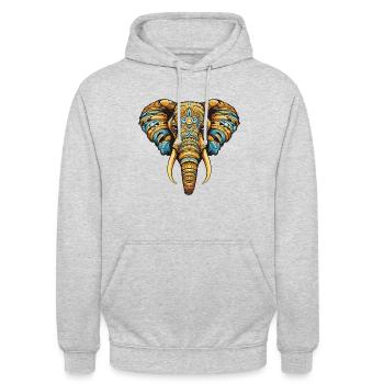 Elefant Portrait - Unisex Hoodie - Hellgrau meliert - Vorne - Alina (178cm) & Michal (187cm)