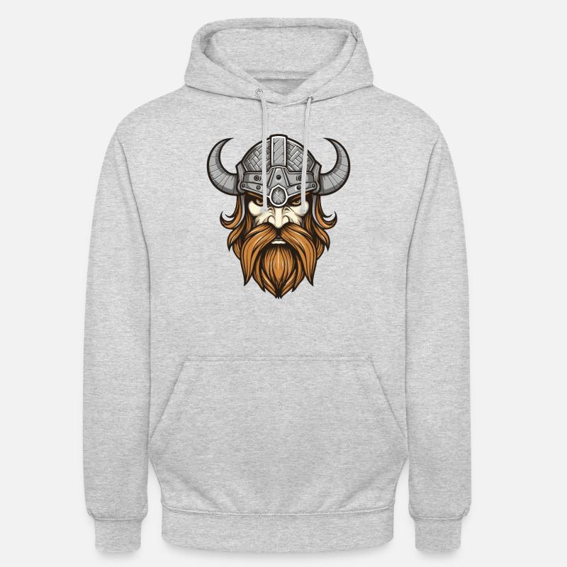 Wikinger Krieger Valhalla Kopf - Unisex Hoodie - Hellgrau meliert
