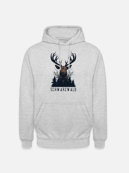 Schwarzwald Hirsch Jäger Heimat Urlaub - Unisex Hoodie - Hellgrau meliert