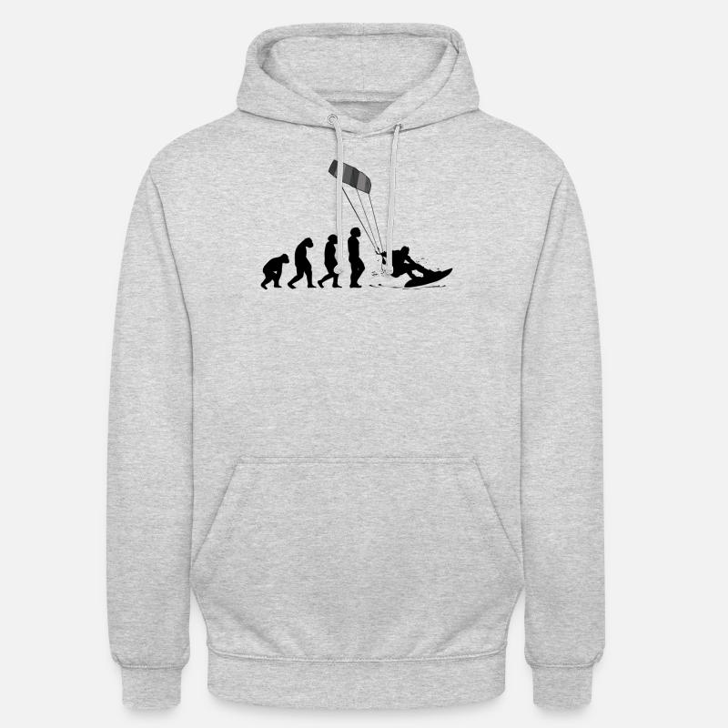 Kitesurf Kiteboard Kitesurfen Kite-Surf Evolution - Unisex Hoodie - Hellgrau meliert