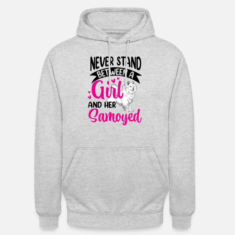 Mädchen und ihr Samojede Samojedenspitz - Unisex Hoodie - Hellgrau meliert