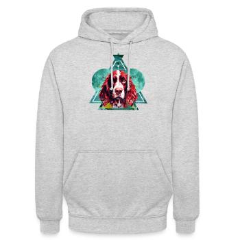 Hunde Hunderasse Zubehör Englisch Springer-Spaniel - Unisex Hoodie - Hellgrau meliert - Vorne - Alina (178cm) & Michal (187cm)