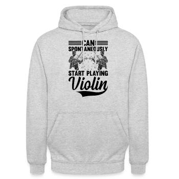 Can Spontaneously Start Playing Violin Violin Play - Unisex Hoodie - Hellgrau meliert - Vorne - Alina (178cm) & Michal (187cm)