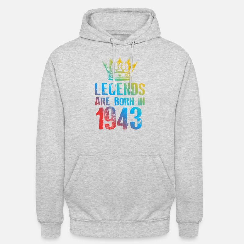 1943 Légendes nées en - Sweat-shirt à capuche unisexe - gris clair chiné