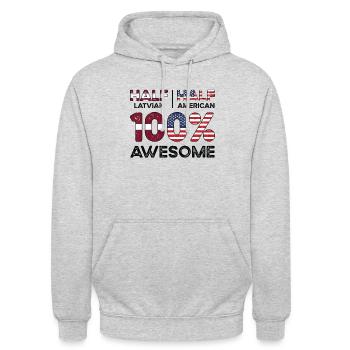 Lettische amerikanische Patriotin USA Gewachsen - Unisex Hoodie - Hellgrau meliert - Vorne - Alina (178cm) & Michal (187cm)