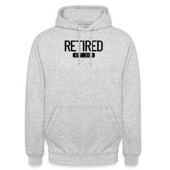 Pensionierter Est. 2024 Arbeitspensionierter lusti - Unisex Hoodie - Hellgrau meliert - Vorne - Alina (178cm) & Michal (187cm)