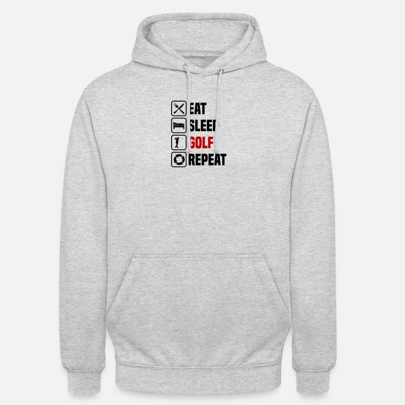 Eating, sleeping, golfing, repeating - Unisex Hoodie - light heather grey