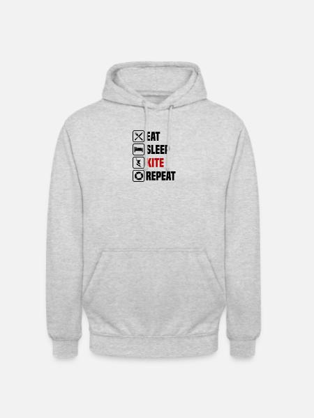 Eating, sleeping, kiting, repeating - Unisex Hoodie - light heather grey