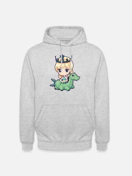 Prinzessin Drache Comic - Unisex Hoodie - Hellgrau meliert