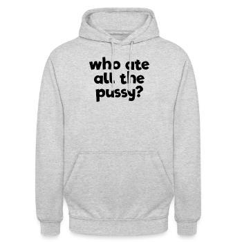 Wer aß all den Muschi -Erwachsenen -Humor die Musc - Unisex Hoodie - Hellgrau meliert - Vorne - Alina (178cm) & Michal (187cm)