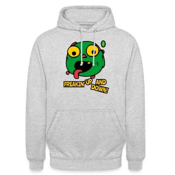 Freakin' Up and Down Cartoon Monster - Unisex Hoodie - Hellgrau meliert - Vorne - Alina (178cm) & Michal (187cm)
