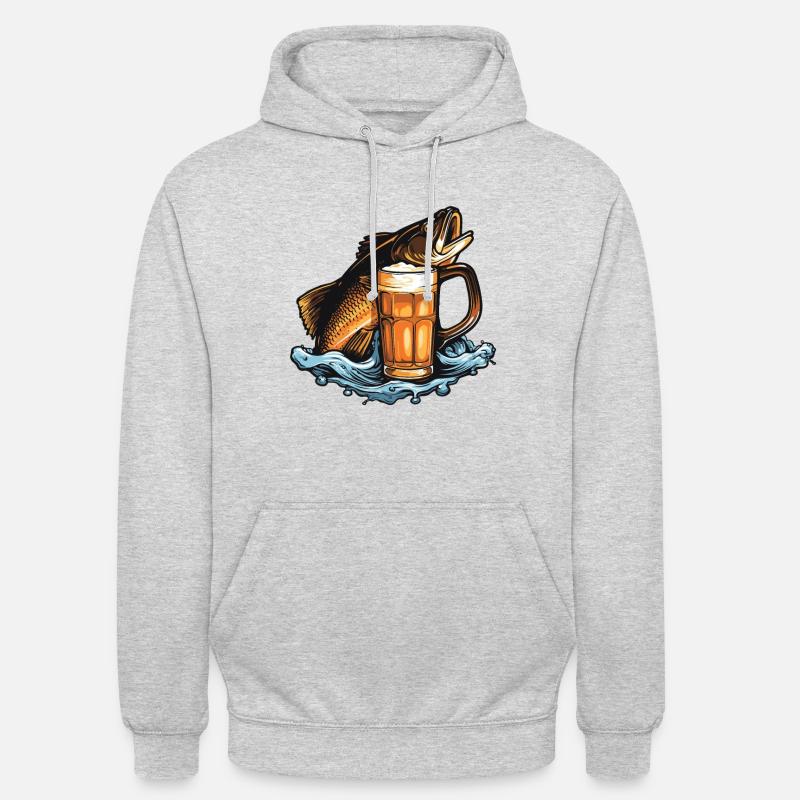 Pêche Bière Pêche - Sweat-shirt à capuche unisexe - gris clair chiné