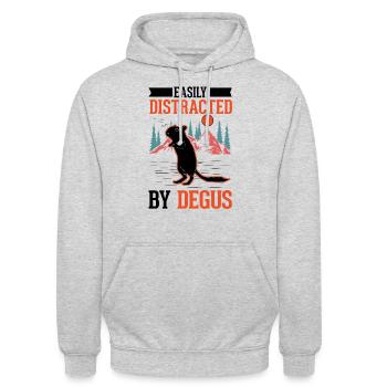 Degu Geschenk Strauchratte Walddegu - Unisex Hoodie - Hellgrau meliert - Vorne - Alina (178cm) & Michal (187cm)
