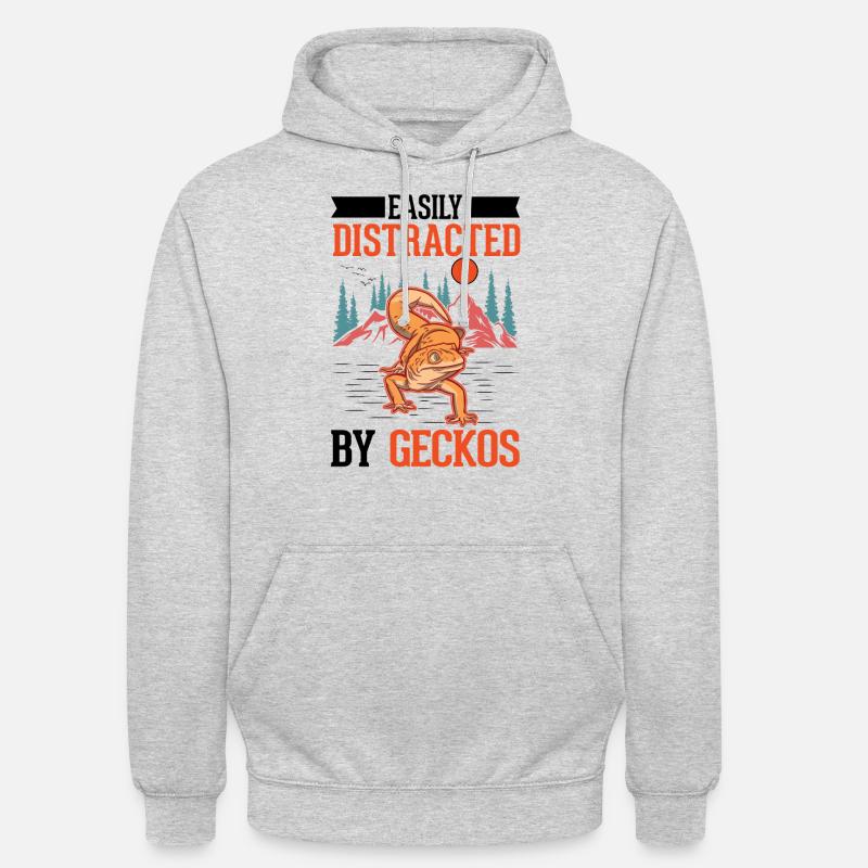 Easily distracted by Geckos Leopardgecko - Unisex Hoodie - light heather grey